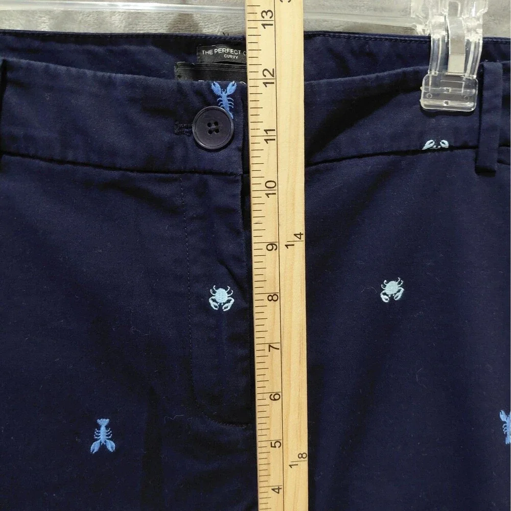 Talbots Perfect Crop Curvy Embrodiered Lobsters Crabs Pants Women's 14 Coastal
